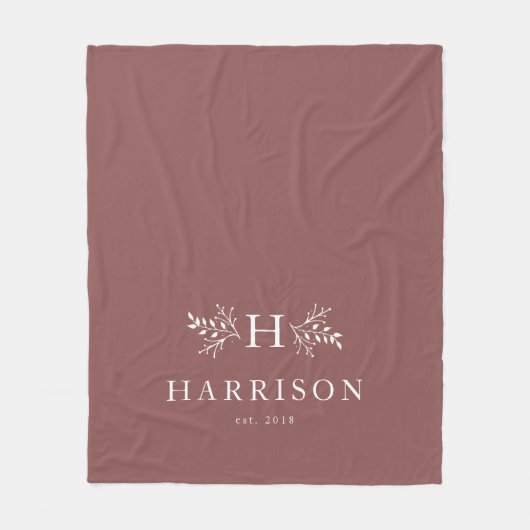 Rustikale Monogramm-Rose, frisch verstaut Fleecedecke (Vorderseite)