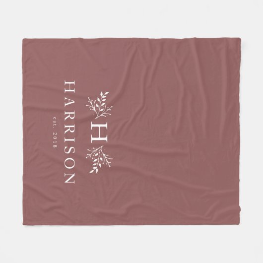 Rustikale Monogramm-Rose, frisch verstaut Fleecedecke (Vorderseite (Horizontal))