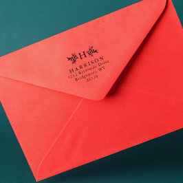 Rustikale Monogramm-Rücksendeadresse Permastempel