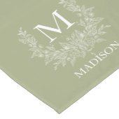 Rustikale Monogramm Sage Grüne personalisierte Ini Kurzer Tischläufer (Ecke)