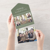 Rustikale Monogramm Salbei Grüner Urlaub 5 Foto Co All In One Einladung (Abreißen)