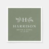 Rustikale Monogramm Salbei personalisierte Hochzei Serviette (Vorderseite)