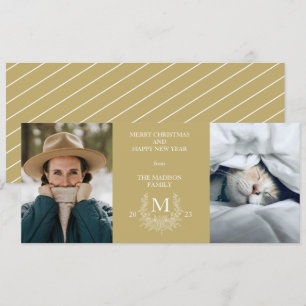Rustikale Monogramm-Sand-Ferien-Postkarte Feiertagskarte