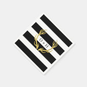 Rustikale Monogramm | Schwarz-weißes Hochzeitspapi Serviette (Ecke)