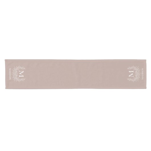 Rustikale Monogramm Silber Pink personalisiert ers Kurzer Tischläufer (Horizontal)
