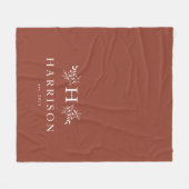 Rustikale Monogramm Terrakotta Urlaubstage Fleecedecke (Vorderseite (Horizontal))