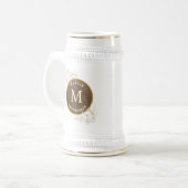 Rustikale Monogramm Trauzeuge Beer Stein Bierglas (Vorderseite Links)