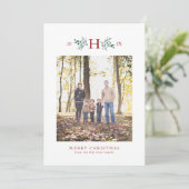 Rustikale monogramm Urlaubskarte Feiertagskarte (Stehend Vorderseite)