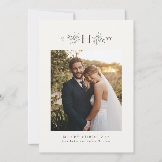 Rustikale monogramm Urlaubskarte Feiertagskarte (Vorderseite)