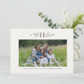 Rustikale monogramm Urlaubskarte Feiertagskarte (Stehend Vorderseite)