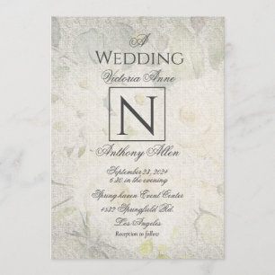 Rustikale Monogramm-Watercolor-Floral-Hochzeit Einladung