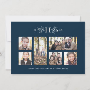 Rustikale Monogramm-Weihnachts-Fotocollage-Karte i Feiertagskarte
