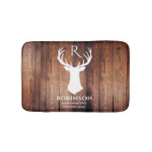 Rustikale Monogrammbezeichnung Hirsch Antler Wood  Badematte (Vorderseite)