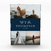 Rustikale Mononogramm-Marinebrause Fotoblock (Vorderseite)