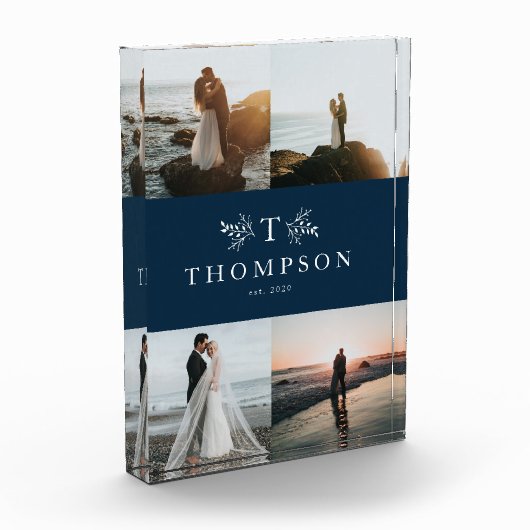 Rustikale Mononogramm-Marinebrause Fotoblock (Links)