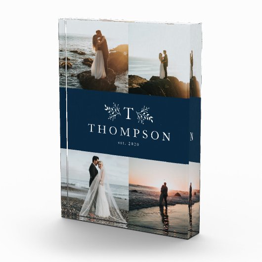 Rustikale Mononogramm-Marinebrause Fotoblock (Rechts)