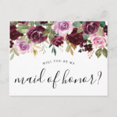 Rustikale Moody Floral werden Sie meine Trauzeugin Postkarte (Vorderseite)
