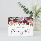 Rustikale Moody Floral wird mein Blumenmädchen sei Postkarte (Stehend Vorderseite)