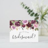 Rustikale Moody Floral wird meine Bridesmaid-Karte Postkarte (Stehend Vorderseite)