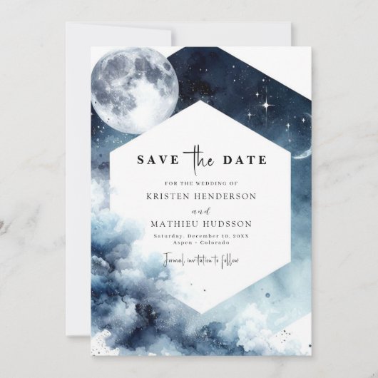 Rustikale Moonlit Hochzeit Save The Date (Vorderseite)