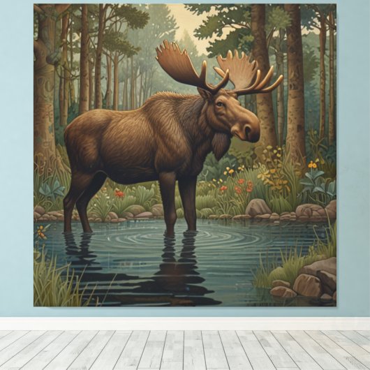 Rustikale Moose boho wald bepflanzt Leinwanddruck (Insitu (Holzboden))