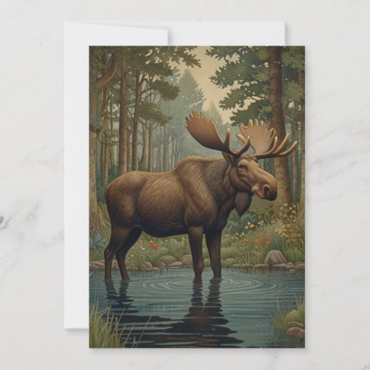 Rustikale Moose Boho Wald Grüne Kunst Einladung (Vorderseite)