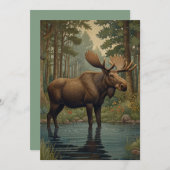 Rustikale Moose Boho Wald Grüne Kunst Einladung (Vorne/Hinten)