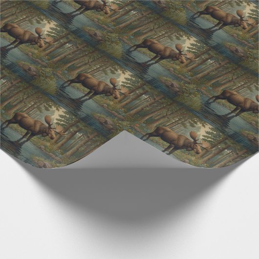 Rustikale Moose Boho Wald Grüne Kunst Geschenkpapier (Ecke)