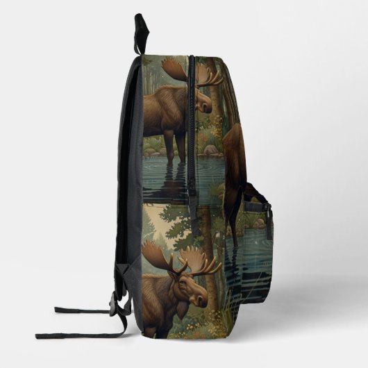 Rustikale Moose boho waldland wald see design Bedruckter Rucksack (Links)
