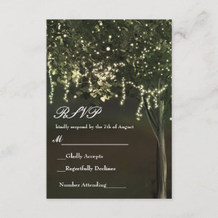 Rustikale Moosige Beleuchtete Hochzeitsbaum-RSVP RSVP Karte