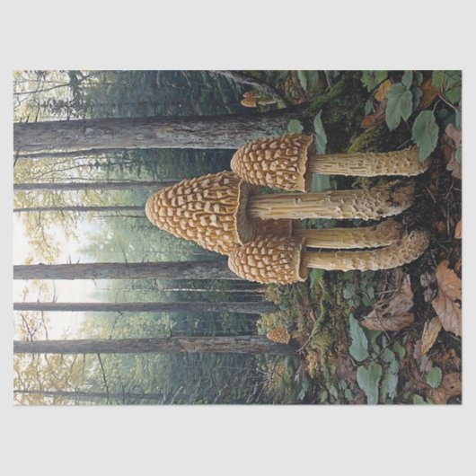Rustikale Morel Mushrooms Illustration Dekoupage Seidenpapier (Vorderseite)