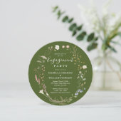 Rustikale Moss Green Boho Wildblume Engagement Par Einladung (Stehend Vorderseite)