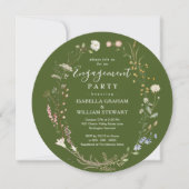 Rustikale Moss Green Boho Wildblume Engagement Par Einladung (Vorderseite)