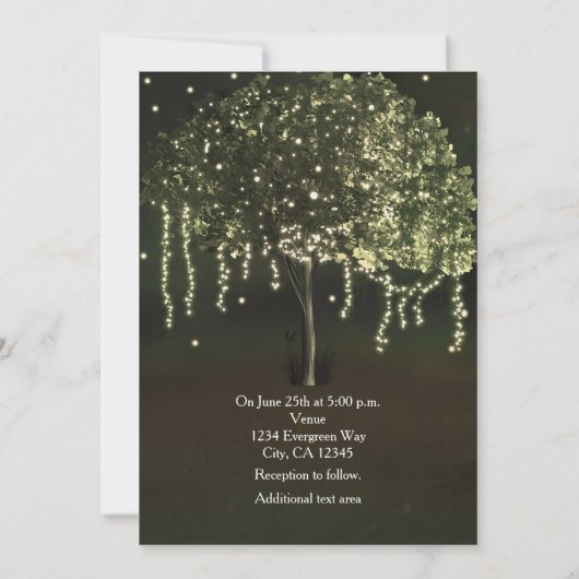 Rustikale Mossy Lighted Tree Wedding Einladungen (Rückseite)