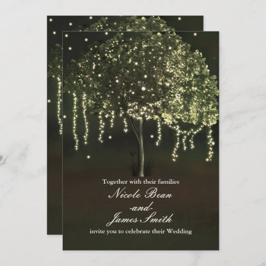 Rustikale Mossy Lighted Tree Wedding Einladungen (Vorne/Hinten)
