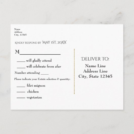 Rustikale Mossy Lighted Tree Wedding RSVP Postcard Einladungspostkarte (Rückseite)