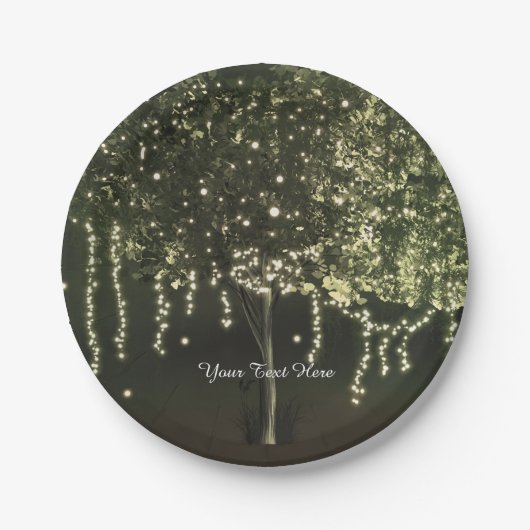 Rustikale Mossy Lighted Tree Wedding Tellers Pappteller (Vorderseite)