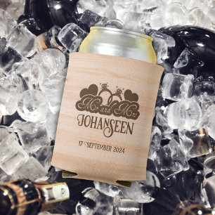 Rustikale Mr. and Mrs. Country Wood Elegant Weddin Dosenkühler