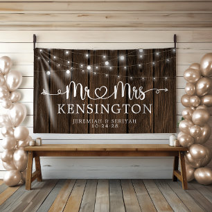 Rustikale Mr Mrs Herz Lichterkette Holz Hochzeit Banner