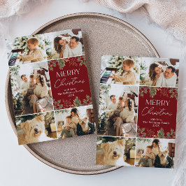 Rustikale Multi Foto Collage Weihnachtskarte Feiertagskarte