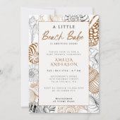 Rustikale Muschel Art Beach Babe Baby Dusche Einladung (Vorderseite)