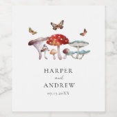 Rustikale Mushroom Moth Wedding Weinetikett (Einzelnes Label)