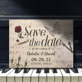 Rustikale Musiknoten für Hochzeiten Save the Date Ankündigungspostkarte