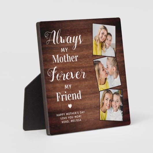Rustikale Mutter Tochter Personalisiert 3 Foto Mam Fotoplatte (Vorderseite)