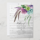 Rustikale mystische Boho Sukkulente Pflanze Hochze Einladung (Vorderseite)