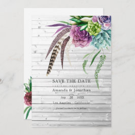 Rustikale mystische Boho Sukkulente Pflanze Hochze Save The Date