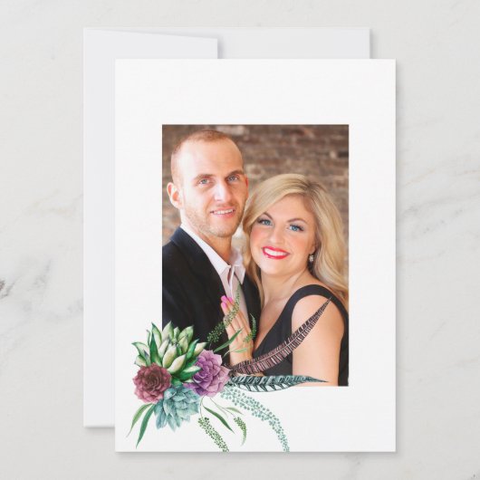 Rustikale mystische Sukkulente Bohemische Hochzeit Save The Date (Rückseite)