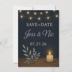 Rustikale Nacht-Glow-Hochzeitseinladungskarte – Fl