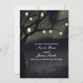 Rustikale Nachtbaum & Mason Jar Lights Hochzeit Einladung (Vorderseite)