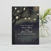 Rustikale Nachtbaum & Mason Jar Lights Hochzeit Einladung (Stehend Vorderseite)